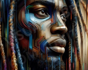 African Man Wall Art Powerful Black Male Illustration Art Print Black Men Art Abstract Oil Painting Black Man King Afrocentric Art Original