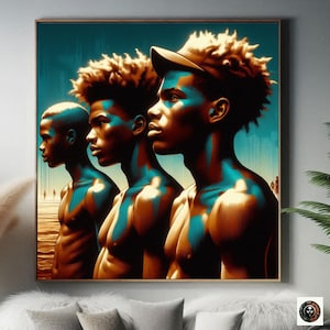 Black Men Art Abstract Oil Painting Black Male Art Print Black Art Illustration Black Culture Wall Art Strong Black Male African American