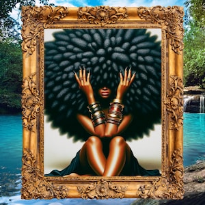 Melanin Kunstwerk Schwarze Haare Kunst Afro Love Art Afrocentric Art Schwarzes Mädchen ästhetisch Afropunk Mädchen Druck schwarze Kultur Frisur Kunst Geschenkidee
