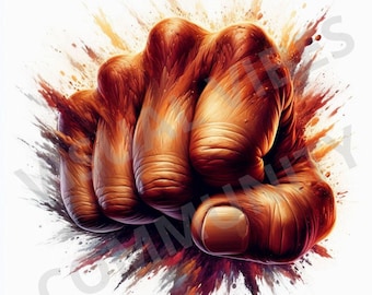 Fist Punch Graphic Art Raised Fist Closed Fist Prints Black Power Fist Punching Digital Wall Art Print Cool Graphics Ai Art Digital Download