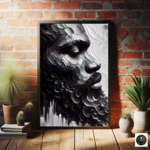 Schwarze Männer Kunst Abstraktes Ölgemälde Schwarze Männer Kunst Bart Kunstdruck Schwarzer Mann König Schwarze Kultur Wandkunst Starke Schwarze Männer Afroamerikaner Bild 8