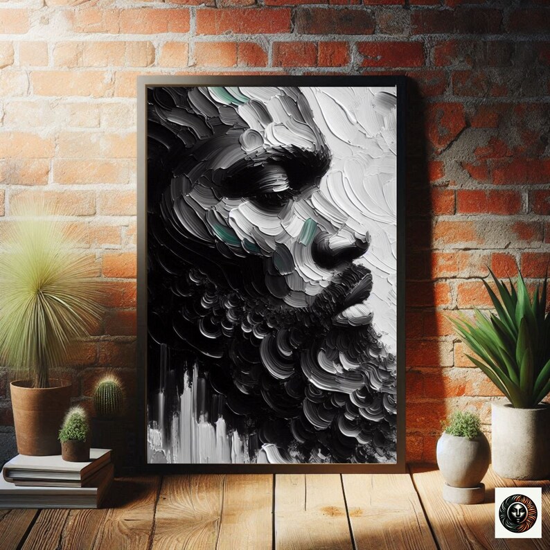Schwarze Männer Kunst Abstraktes Ölgemälde Schwarze Männer Kunst Bart Kunstdruck Schwarzer Mann König Schwarze Kultur Wandkunst Starke Schwarze Männer Afroamerikaner Bild 8