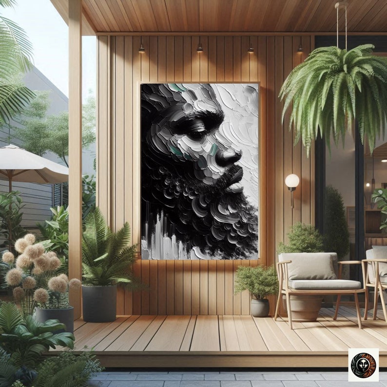 Schwarze Männer Kunst Abstraktes Ölgemälde Schwarze Männer Kunst Bart Kunstdruck Schwarzer Mann König Schwarze Kultur Wandkunst Starke Schwarze Männer Afroamerikaner Bild 3