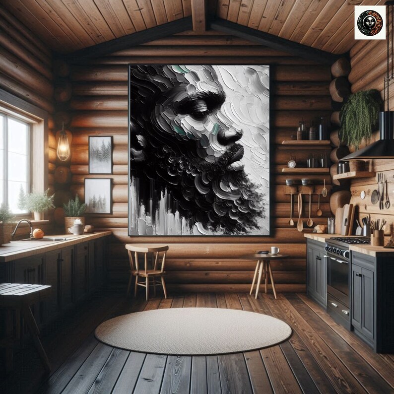 Schwarze Männer Kunst Abstraktes Ölgemälde Schwarze Männer Kunst Bart Kunstdruck Schwarzer Mann König Schwarze Kultur Wandkunst Starke Schwarze Männer Afroamerikaner Bild 6