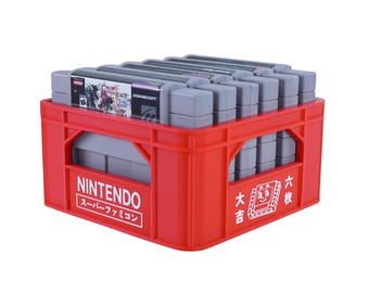 Super Nintendo Cartridge Holder: Handmade Japanese Beer Crate Storage Bin for SNES Games