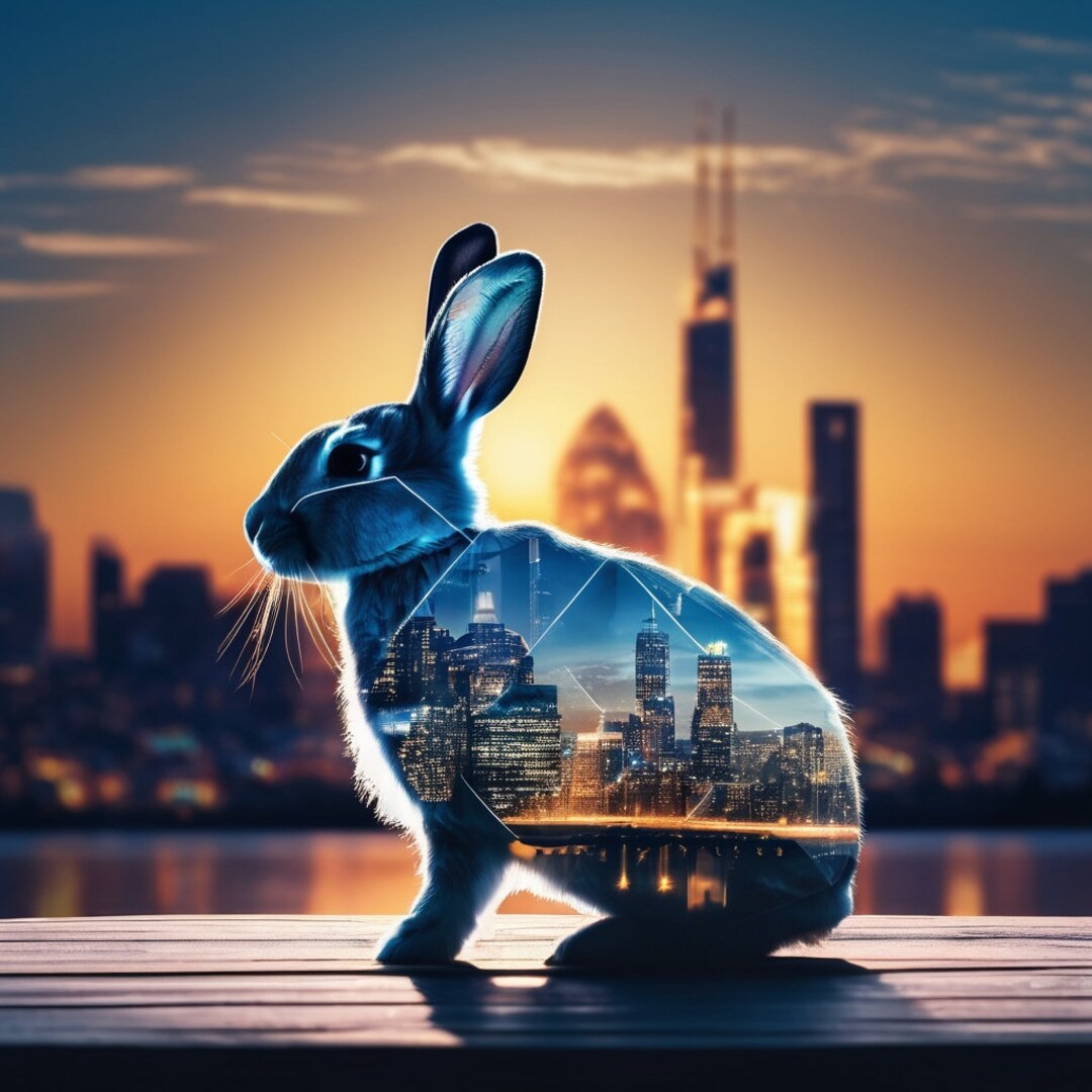 Rabbit Scene Maker 5 Double Exposure Bunny Art Images Ai-generated Rabbit Scenes - Etsy