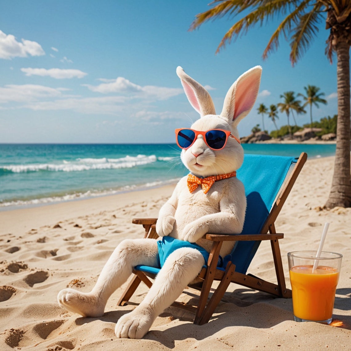 5 Beach Bunny Bliss Images Ai-generated Relaxation Rabbit Scenes - Etsy