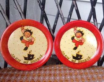 Vintage 1930s Tin Toy Plates (Set of 2) - Jack Be Nimble, Fern Bisel Peat