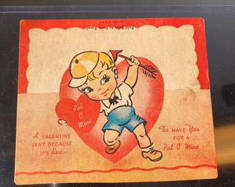 Vintage Valentine Boy with Heart & Arrow