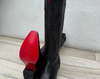 WOMENS COWGIRL Boots Knee High Red Bottom Western Cowboy Cowgirl Black style Boots Rodeo Botas vaqueras para mujer