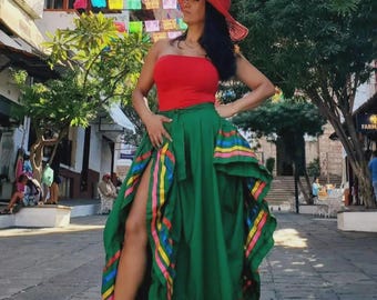 Kids and Womens Folklorico Half Cirlce Skirts, Falda Profesional de Medio Vuelo para Nina o Adulto