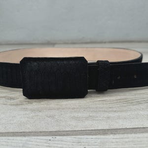 Men's Black Nubuck Snake Skin Belt Python Cinto Negro Nobuck - Stylish Western Cowboy Accessory