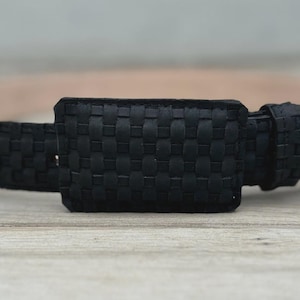 Men's Black Handwoven leather Belt Petatillo Cinto Negro  - Stylish Western Cowboy Accessory