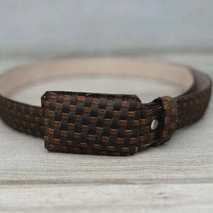 Men's Brown and Tan Combined Handwoven leather Belt Petatillo Cinto Cafe y Tang combinado - Stylish Western Cowboy Belt Accessory