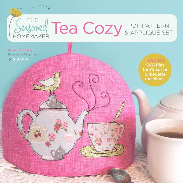 Tea Time Tea Cozy PDF Pattern PLUS Appliqué Set