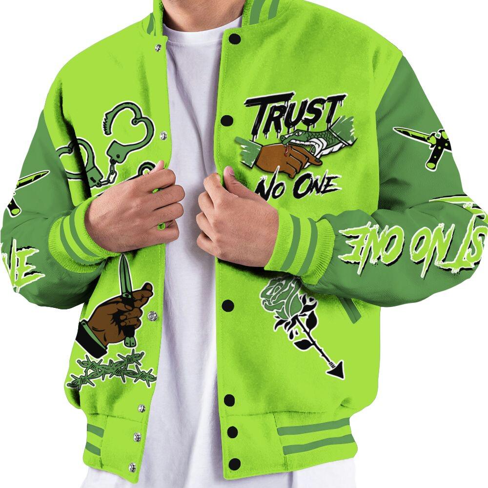 Discover Kobe 6 SE funny character Varsity Jacket, Trust No One Dripping All Over Print Letterman Jackets