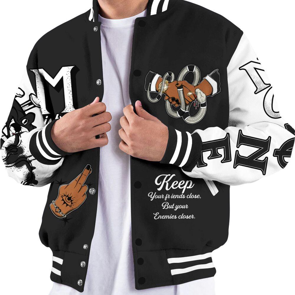 Discover Black Cat NET 4s Varsity Jacket, Trust No One Snake-Bite Street Style All Over Print Letterman Jackets