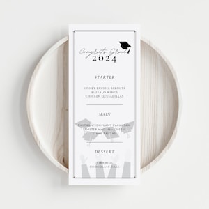 Congrats Grad Menu Template Custom Graduation Table Decor Bankett Grad Party Printable Restaurant Caterer Menu DIY Cap und Tassel DIY Menu