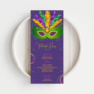Karneval Menü Maske Vorlage Bearbeitbar Fat Dios Diözese Menü Ereignis Benutzerdefinierte Maskerade Party Druckbare Esszimmer Menü