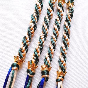 Tzitzits coronados verde militar y beige / Borlas de nailon hechas a mano / Flecos israelitas unisex