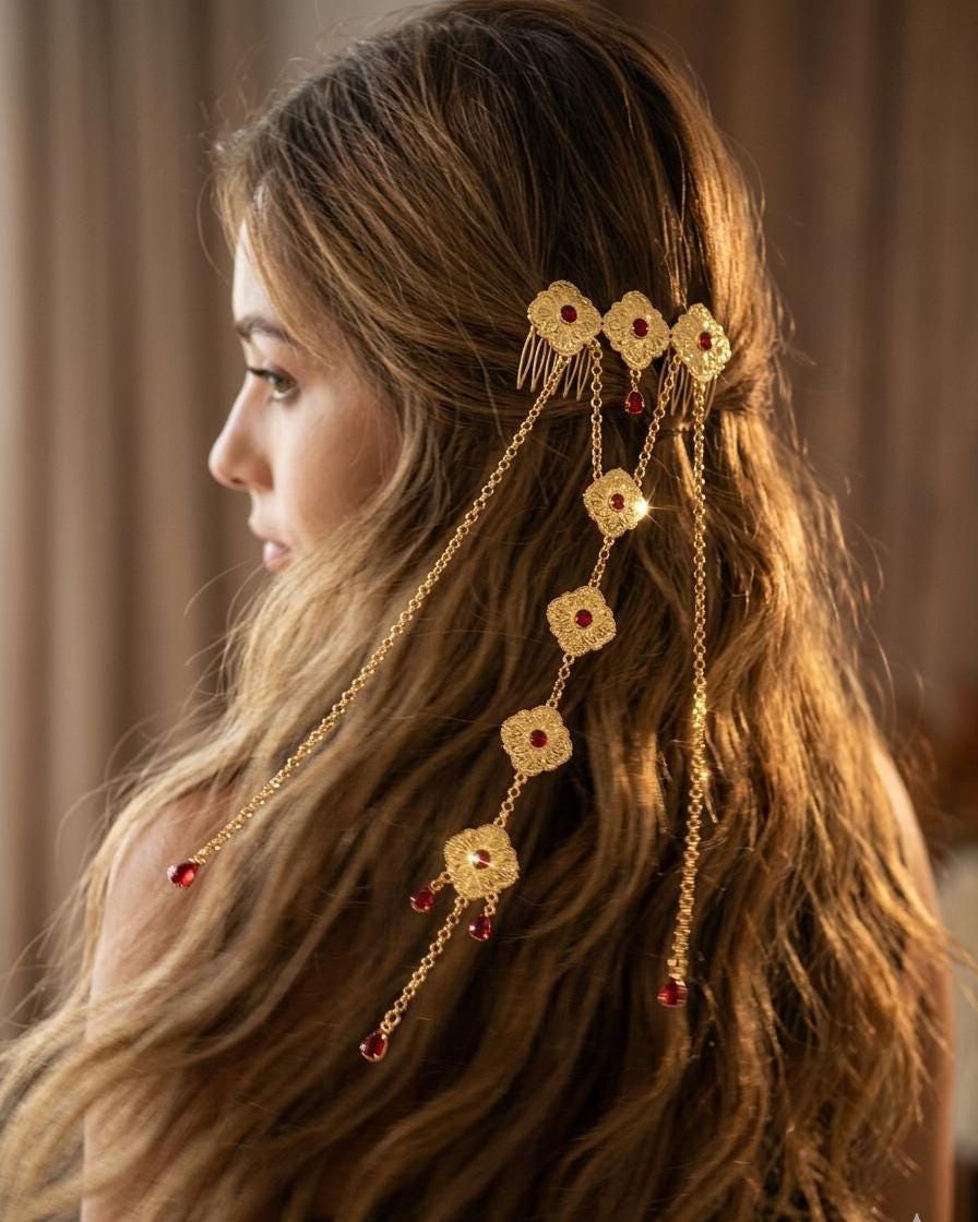 Gold Tassel Headpiece - Etsy display picture 1