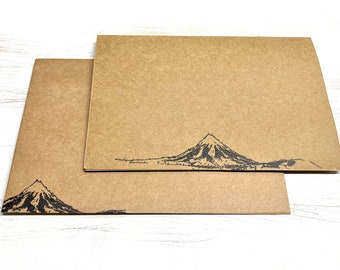 Hand Stamped Mountain Card. Large 4x6 Card Made with Archival Ink and Kraft Paper. Gift Wrapping Add On. Blank Greeting Card.