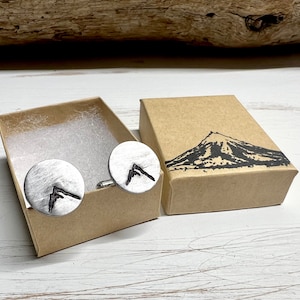 Hand Stamped and Distressed Mountain Cufflinks! Nature, Outdoors, Trail, PNW Lovers Gifts. Wedding, Groom and Groomsmen Accessories.