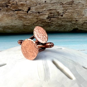 Small Hammered Copper Cufflinks. Minimalist, Rustic Style. 7th Anniversary, Gifts for Him, Groom, Groomsmen, Barn Wedding. Choice of Box.