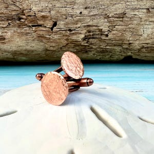 Small Hammered Copper Cufflinks w/ Choice of Hand Stamped Box! Minimalist, Rustic Style. Gifts for Him, Groom, Groomsmen, 7th Anniversary.