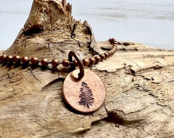 Copper Tree Hand Stamped Anklet! Custom Length. Layering Anklet. Tree, Forest Lovers. Rustic, Outdoorsy, Earthy, Nature Lovers Anklet.