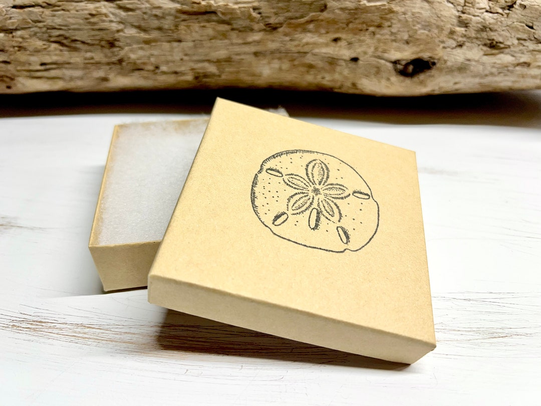 Hand Stamped Sand Dollar Gift Box. Gift Wrapping Add On. Brown Kraft