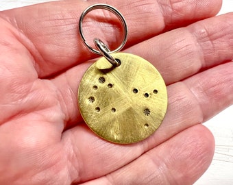 Zodiac Constellation Pet Tag! Astrological Hand Stamped Brass Dog Tag. Made to Order! Best Fur Buddy Bling. Pet Jewelry. Pet Gifts.