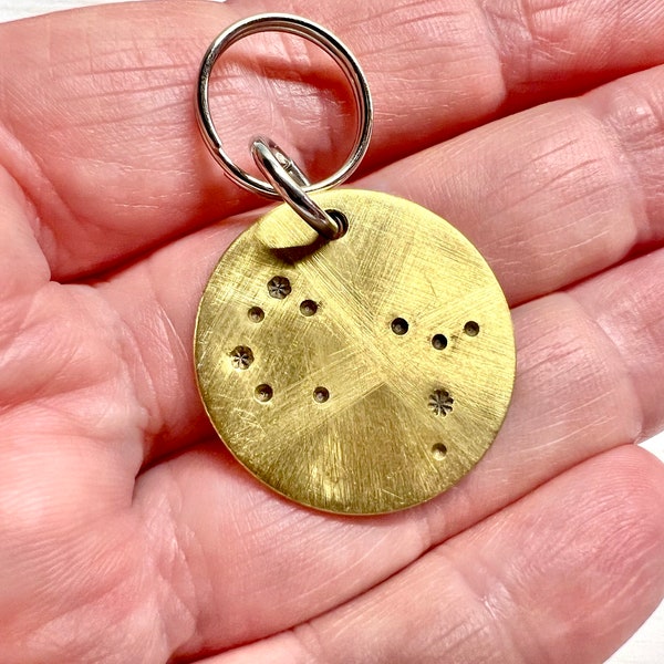 Zodiac Constellation Pet Tag! Astrological Hand Stamped Brass Dog Tag. Made to Order! Best Fur Buddy Bling. Pet Jewelry. Pet Gifts.