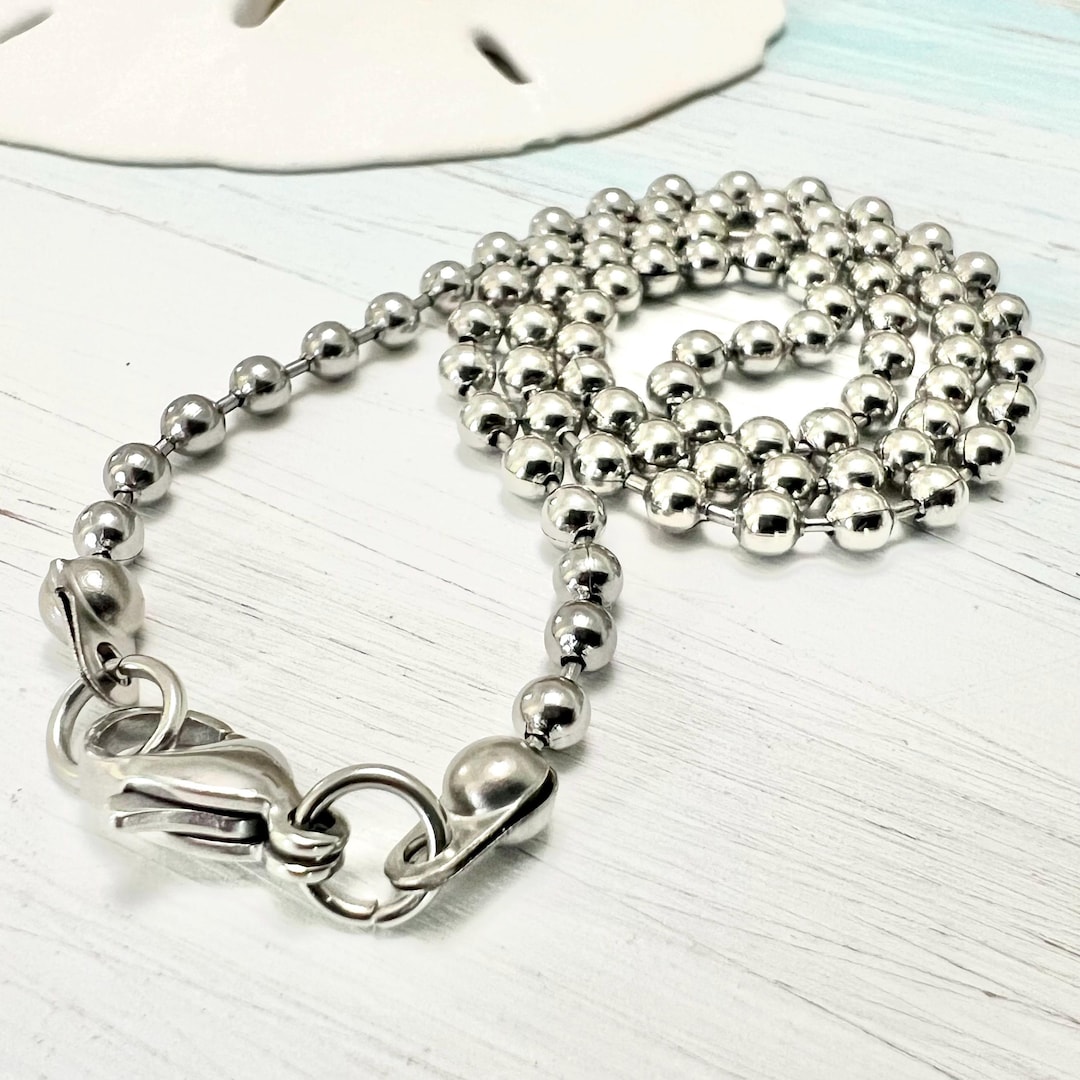 Medium Stainless Steel Ball Chain Necklace. 3.2mm. Custom Length ...