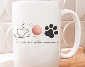 Knitting Dogs Ceramic Mug, Funny Yarn Lover Gift (15oz)