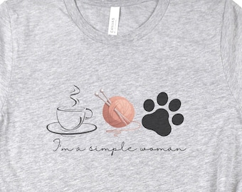 Funny Knitting Shirt, Coffee, Dogs, Yarn Lover Graphic Tee