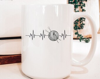 Knitting Is Life Mug, Funny Knitter Gift, 15oz Ceramic Mug