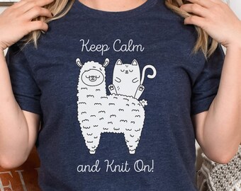 Keep Calm and Knit On T-Shirt, Funny Knitting Shirt
