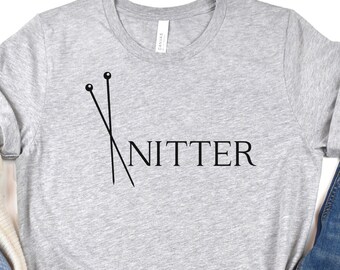 Knitter T-shirt, Knitting Needles Graphic Tee, Yarn Lover Gift