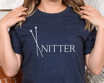Knitter T-Shirt, Knitting Needles Graphic Tee, Yarn Lover Gift