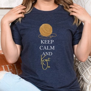 Knitting Shirt, Keep Calm and Knit On 2, Gift For Her, Funny Knitting T-shirt, Funny Knitting Gift, Knitter Gift, Knitting Tee