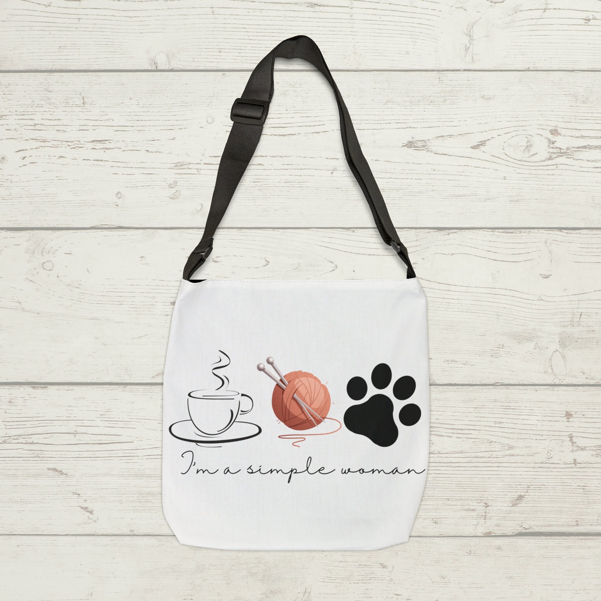 Knitting Project Tote Bag, Coffee Knitting Dogs, I'm A Simple Woman, Yarn Lover, Gift For Her, Knitter Gift, Knitting Project, Crochet Bag