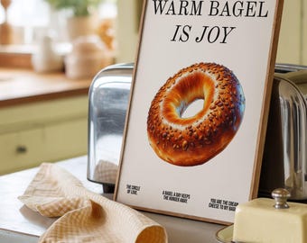 Bagel Art Print: Trendy Bakery Cafe Wall Decor (Instant Digital Download)