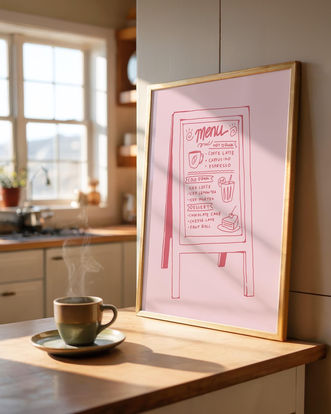 Pink Cafe Menu Sign: Trendy Coffee Bar Wall Art (instant Digital Print ...