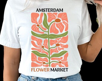 Camiseta Amsterdam Flower Market: Camiseta inspirada em Matisse e estampa da Holanda
