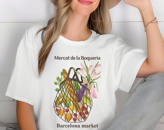 Camiseta Comfort Colors Barcelona Flower Market: Camiseta Boho Espanhola
