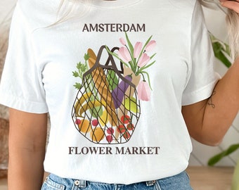 Camiseta do Mercado de Flores de Amsterdã: Holland Travel Tee