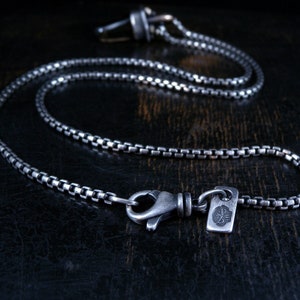 2.5mm Sterling silver round box chain Made To Order with deep antique finish