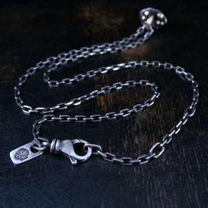 2.6mm Sterling silver mini anchor chain Made To Order with deep antique finish and extender links image 1
