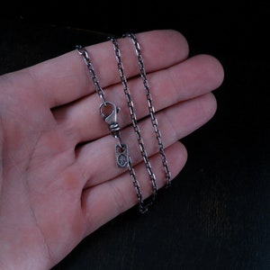 2.6mm Sterling silver mini anchor chain Made To Order with deep antique finish and extender links image 3